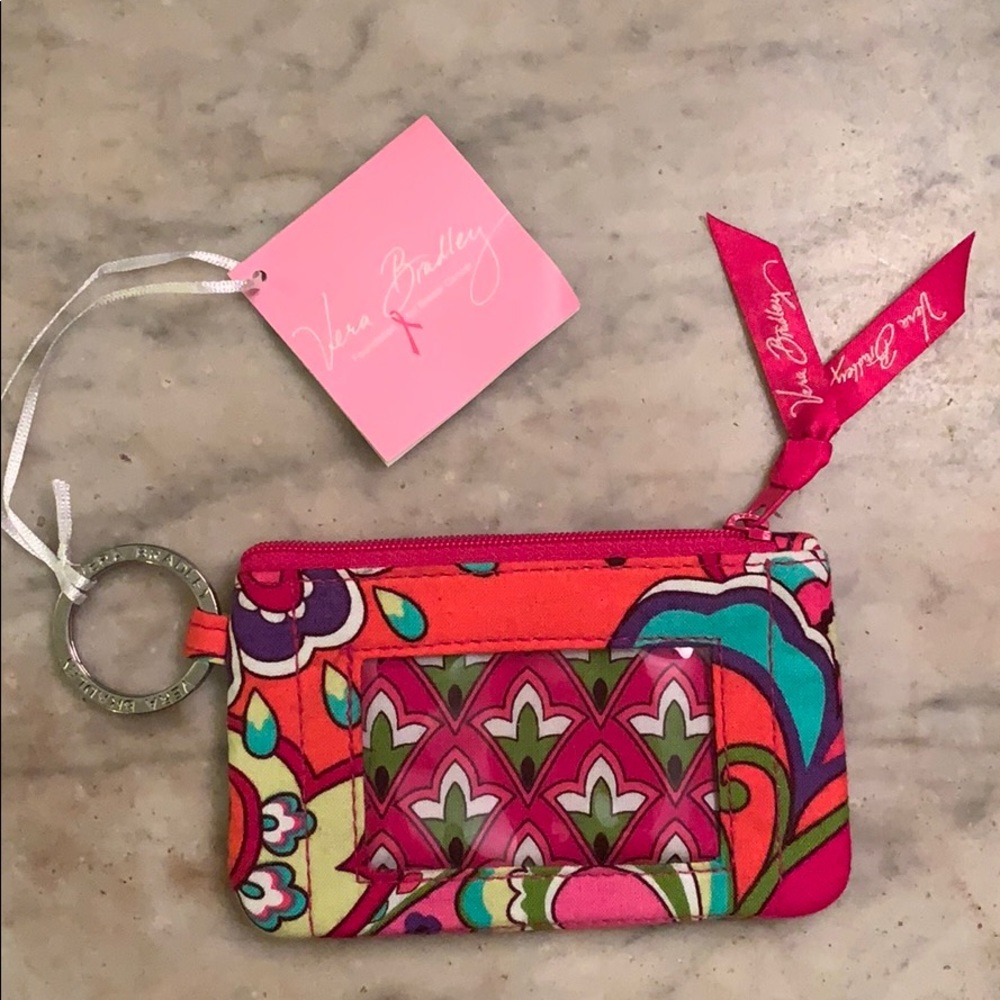 Vera Bradley Iconic Zip ID Case in Pink Swirls